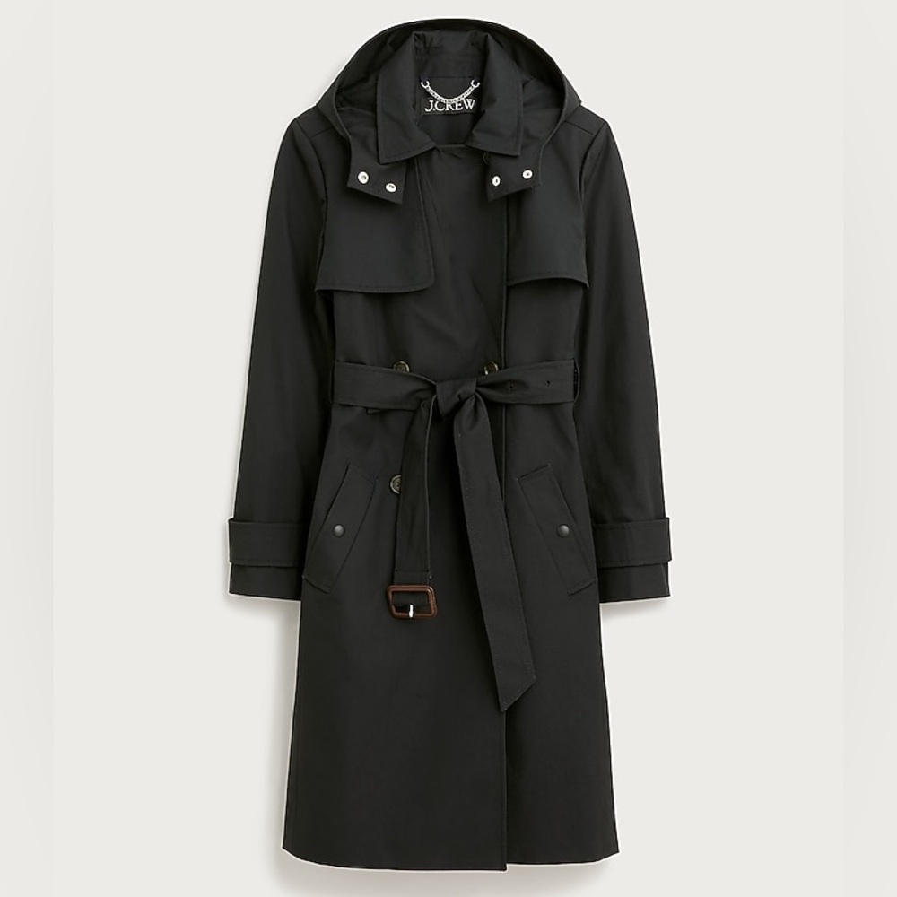 J. Crew Icon Trench Coat in Black Size 2 NWT - Picture 6 of 14